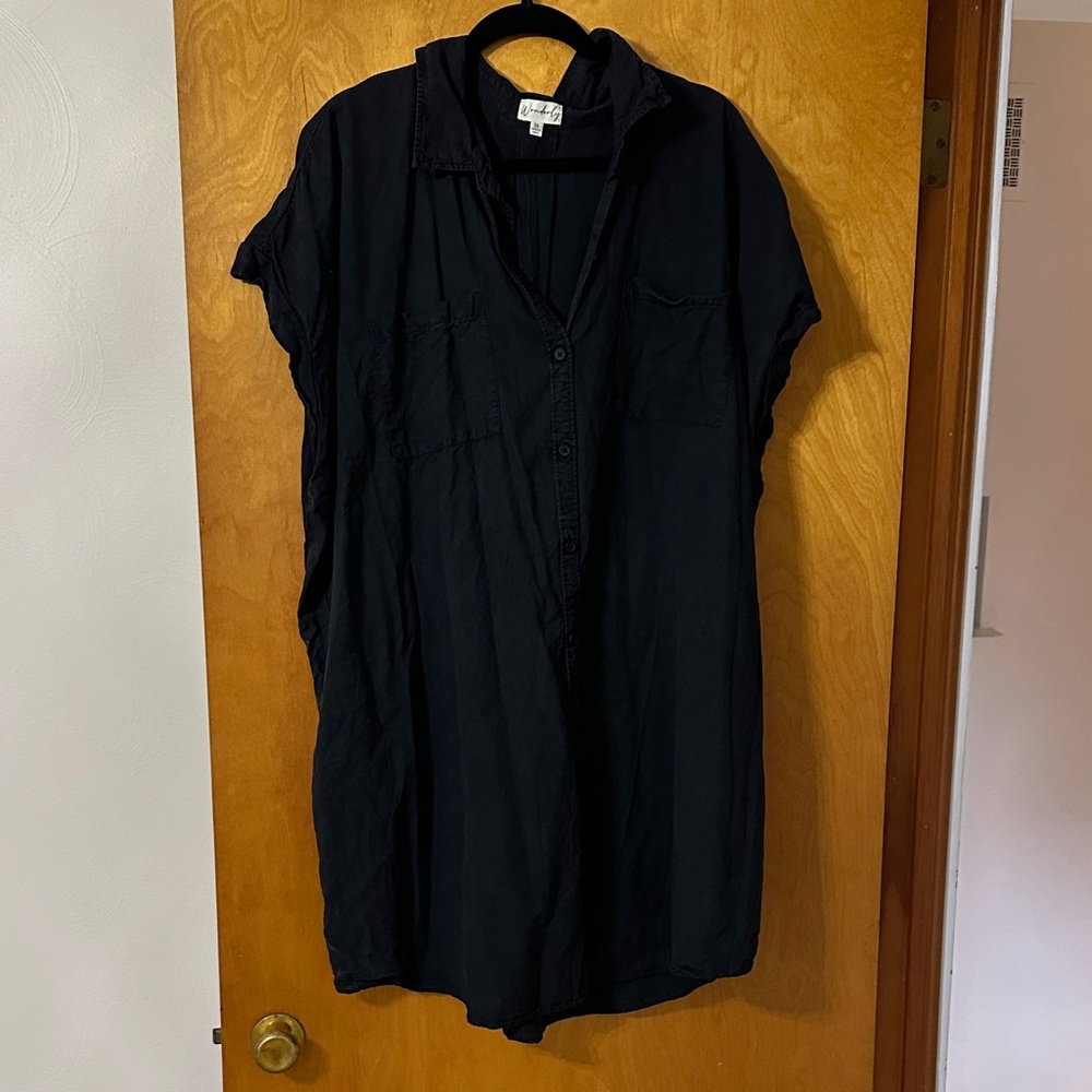 Wonderly Charcoal Button-Up Shirt Dress